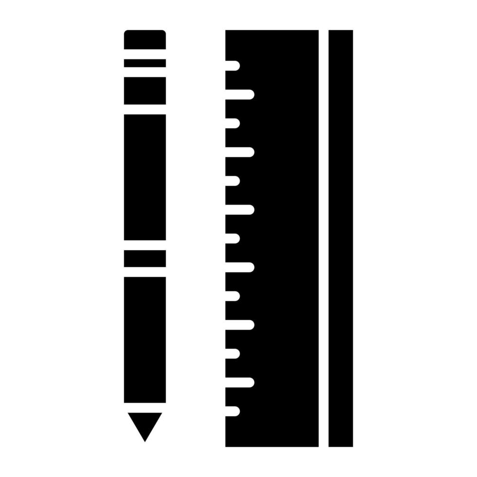 icône de glyphe crayon et règle vecteur