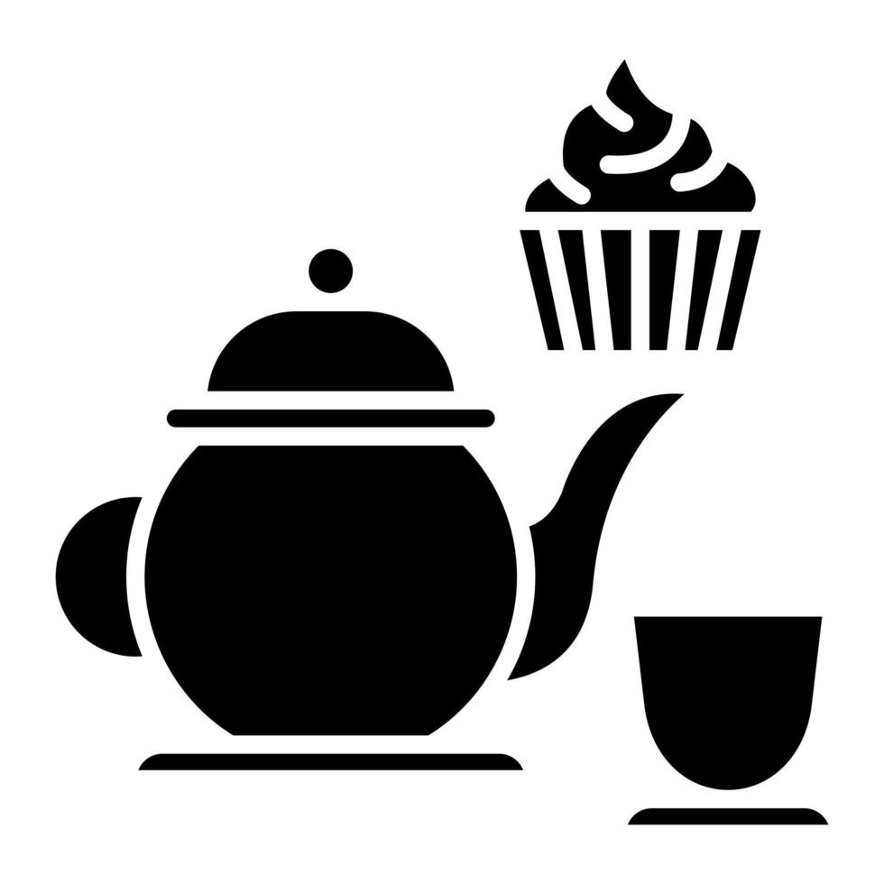 icône de glyphe de thé de l'après-midi vecteur