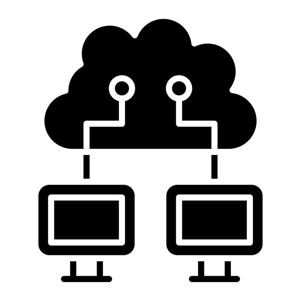 icône de glyphe de réseau cloud vecteur