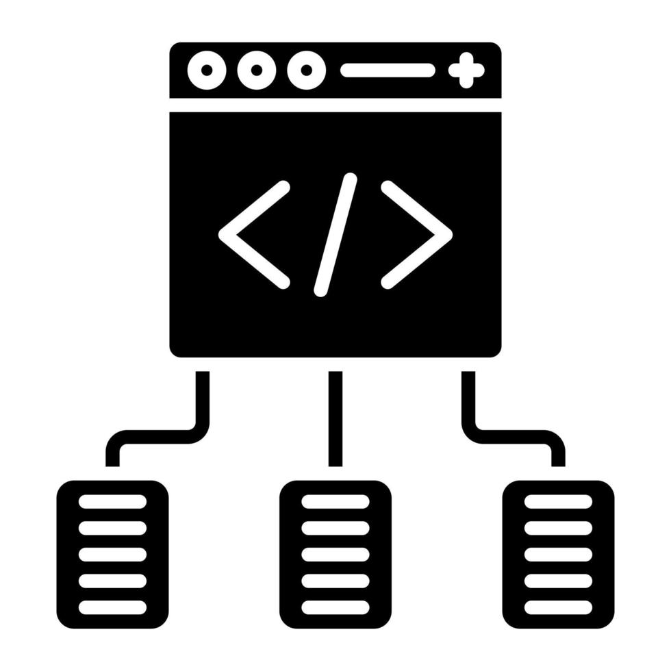 icône de glyphe de cadre de code vecteur