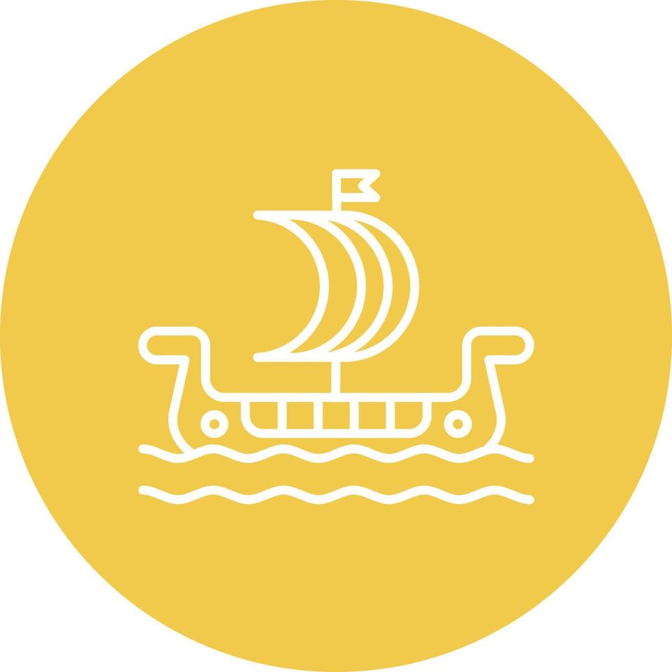 icône de fond de cercle de ligne de bateau viking vecteur