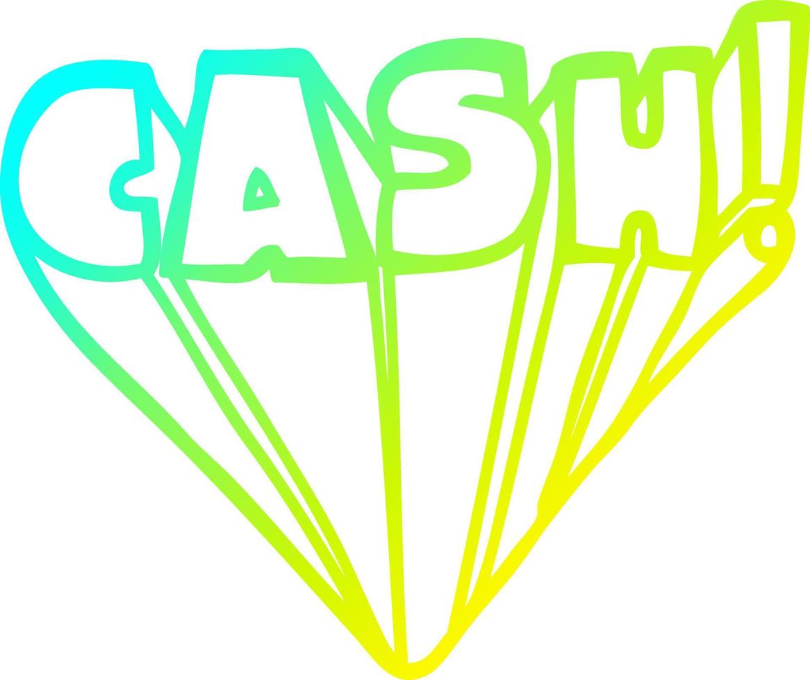 ligne de gradient froid dessin dessin animé mot cash vecteur