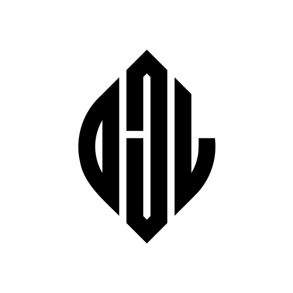 création de logo de lettre de cercle ojl avec forme de cercle et d'ellipse. lettres ojl ellipse avec style typographique. les trois initiales forment un logo circulaire. ojl cercle emblème abstrait monogramme lettre marque vecteur. vecteur