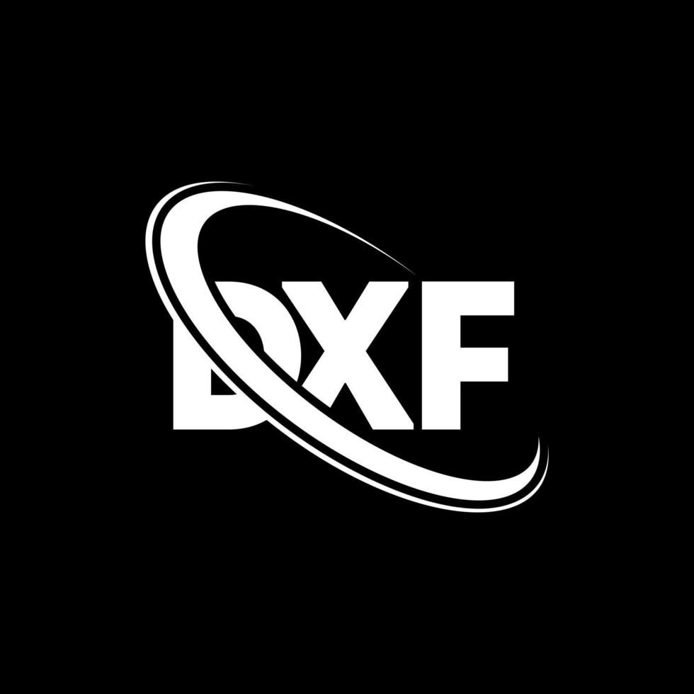 logo dxf. lettre dxf. création de logo de lettre dxf. initiales logo dxf liées avec un cercle et un logo monogramme majuscule. typographie dxf pour la technologie, les affaires et la marque immobilière. vecteur