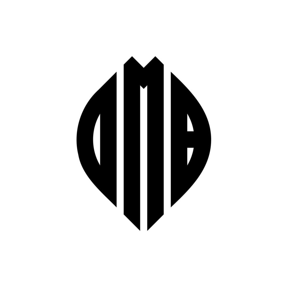 création de logo de lettre de cercle omb avec forme de cercle et d'ellipse. lettres d'ellipse omb avec style typographique. les trois initiales forment un logo circulaire. omb cercle emblème abstrait monogramme lettre marque vecteur. vecteur