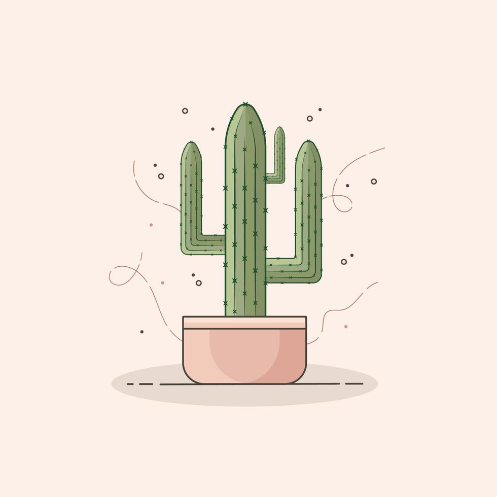 plantes de cactus avec arrosoir illustration plate, illustration vectorielle vecteur