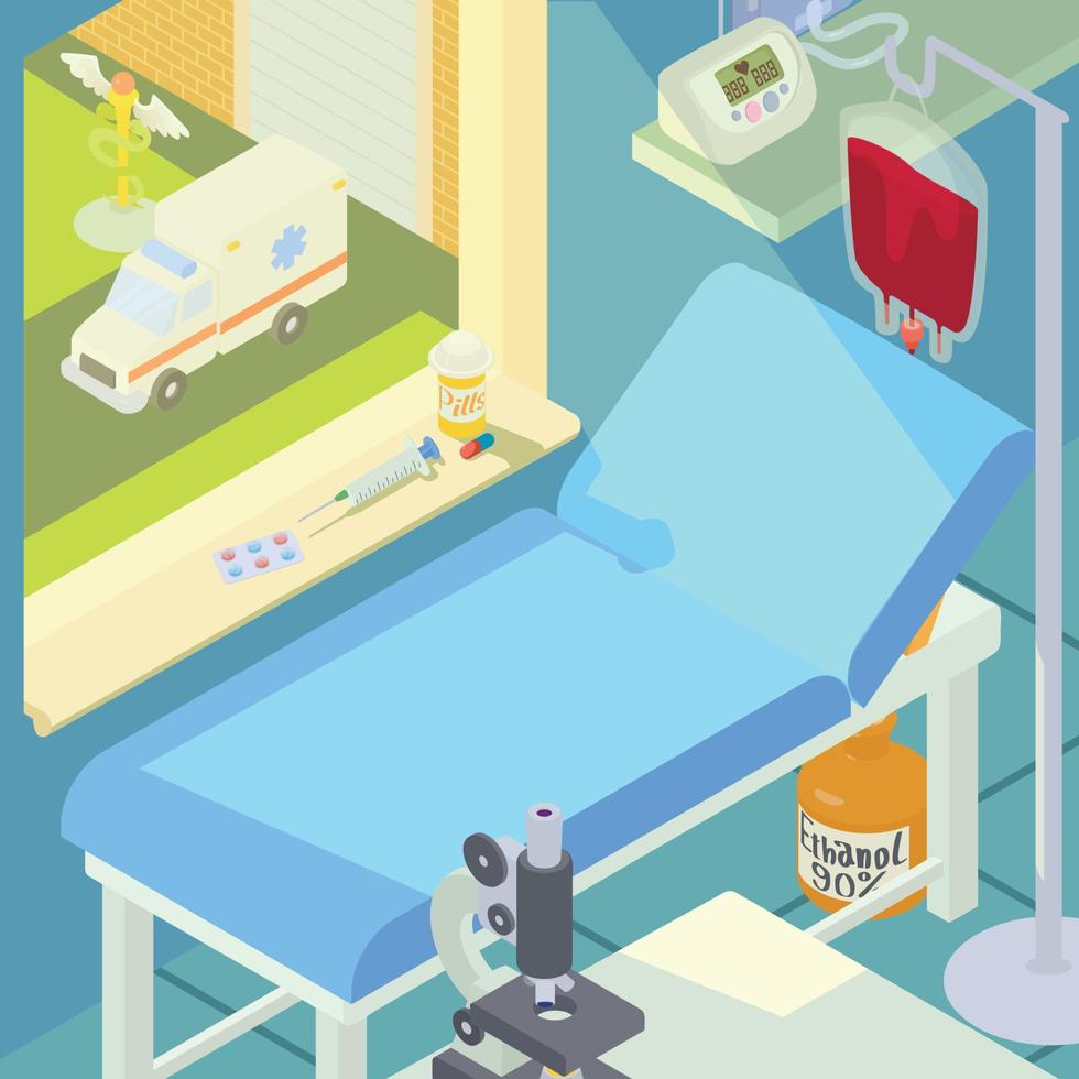 concept de chambre médicale hospitalière, style cartoon vecteur