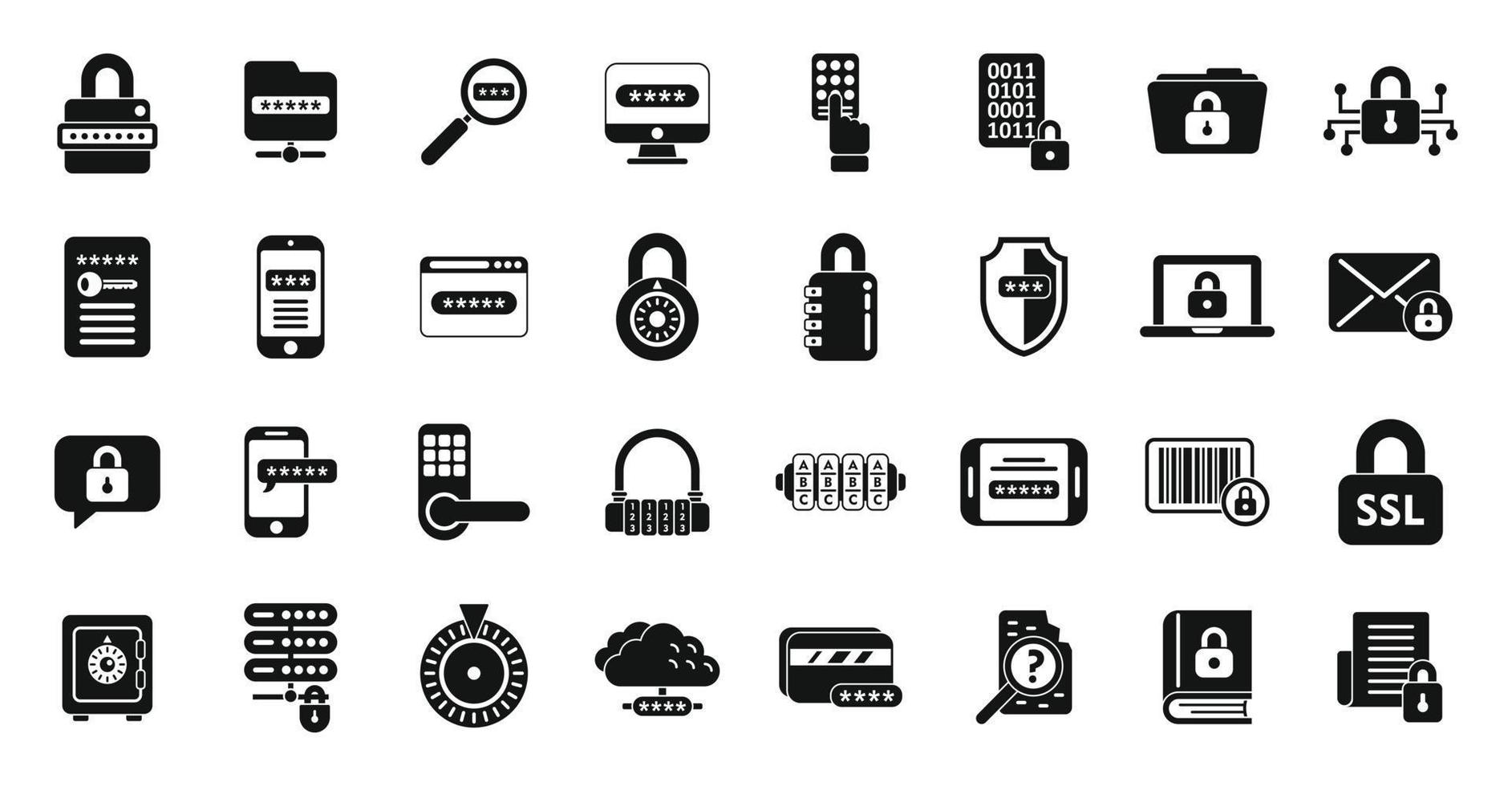 les icônes de chiffrement définissent un vecteur simple. sécurité des données