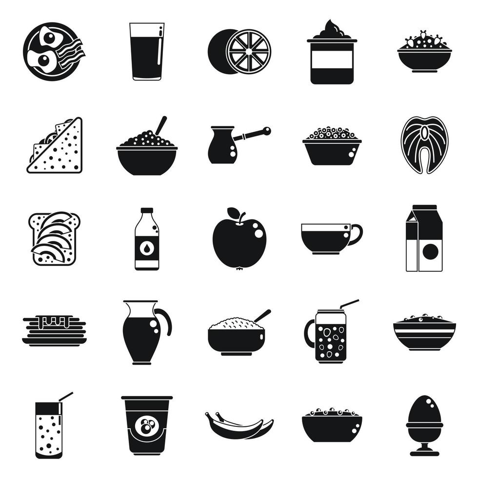 icônes de petit-déjeuner sain définies vecteur simple. aliments protéinés