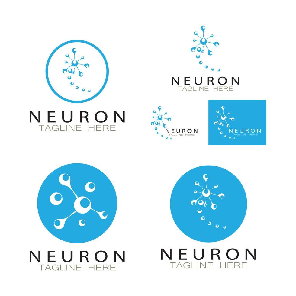logo de neurone ou création de logo de cellule nerveuse, icône de modèle d'illustration de logo de molécule avec concept vectoriel
