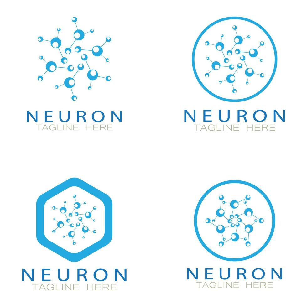 logo de neurone ou création de logo de cellule nerveuse, icône de modèle d'illustration de logo de molécule avec concept vectoriel