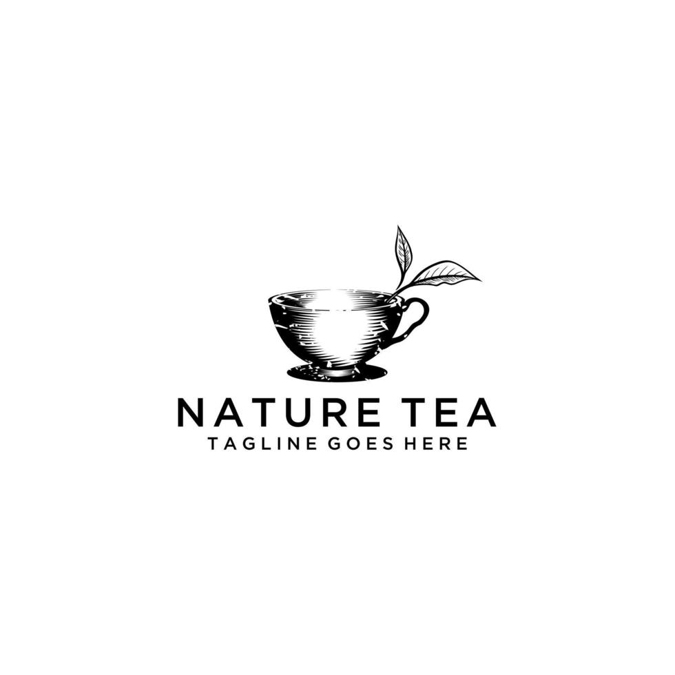 logo du magasin de thé. création de logo vintage de thé vecteur
