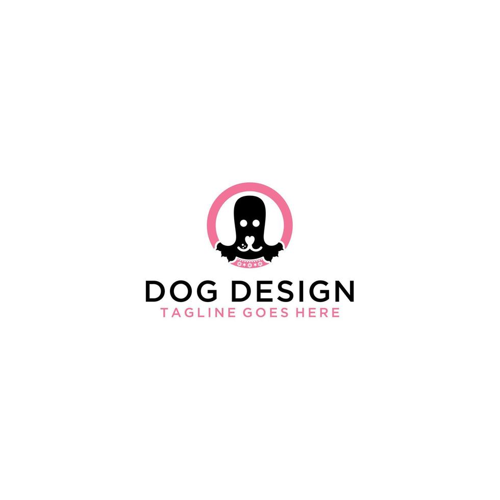 tête de chien mignon à l'intérieur d'un cercle logo vector icon illustration