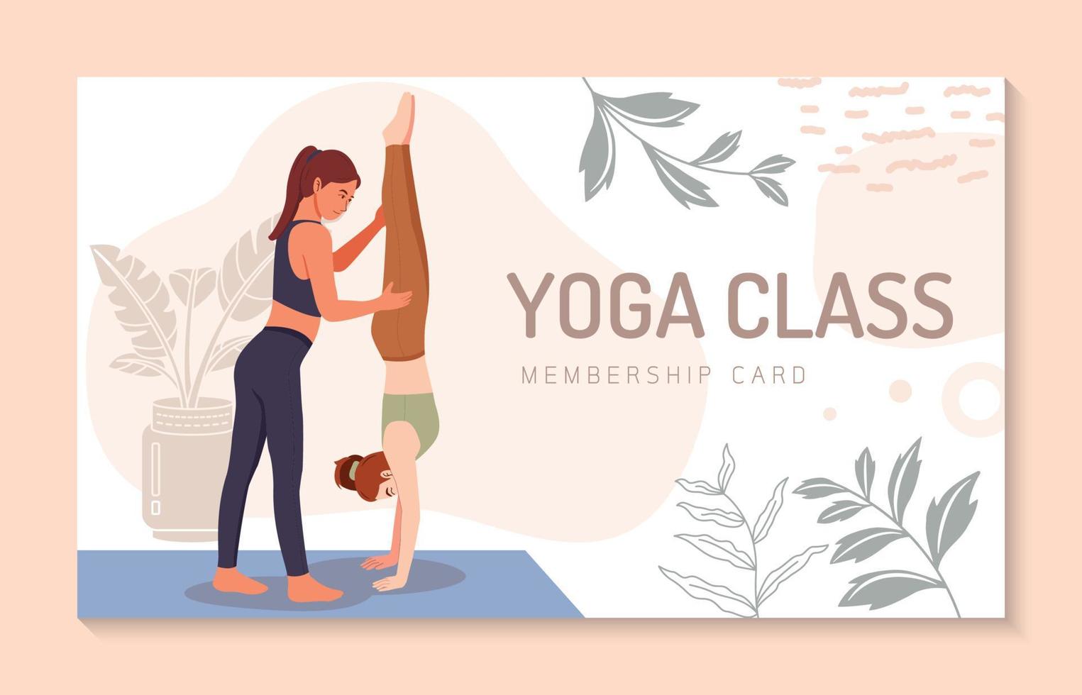 jeune femme profitant d'un cours de yoga, d'un mode de vie sain, de loisirs actifs, d'une journée de yoga, d'une femme faisant des exercices de yoga. illustration vectorielle de caractère. vecteur