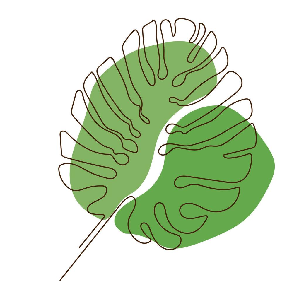 feuille de palmier à une ligne. illustration vectorielle linéaire continue minimaliste. art mural moderne. vecteur