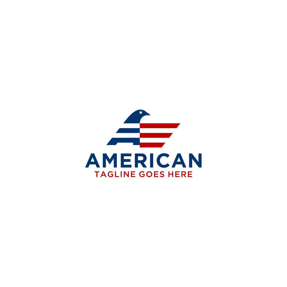 conception de logo d'ailes d'emblème de drapeau américain vecteur