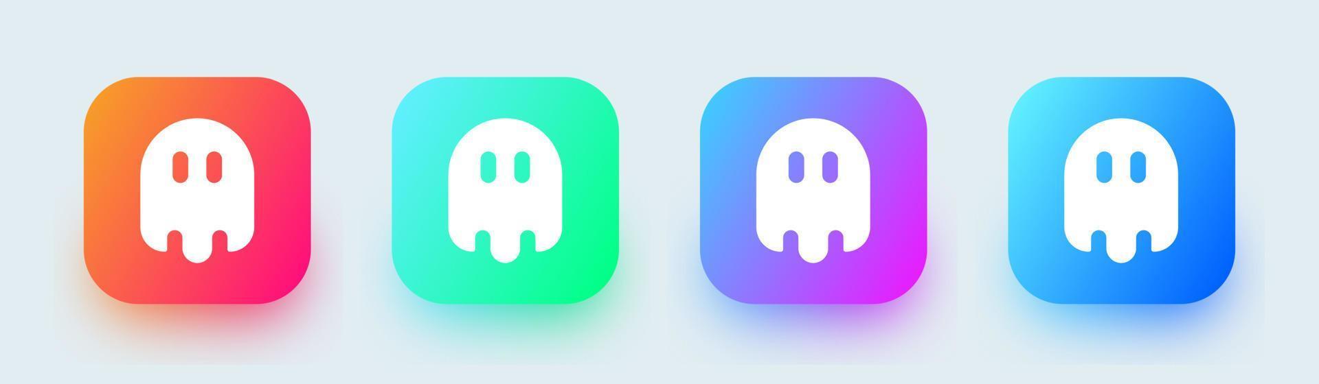 icône solide fantôme dans des couleurs dégradées carrées. illustration vectorielle de signes d'esprit effrayants. vecteur