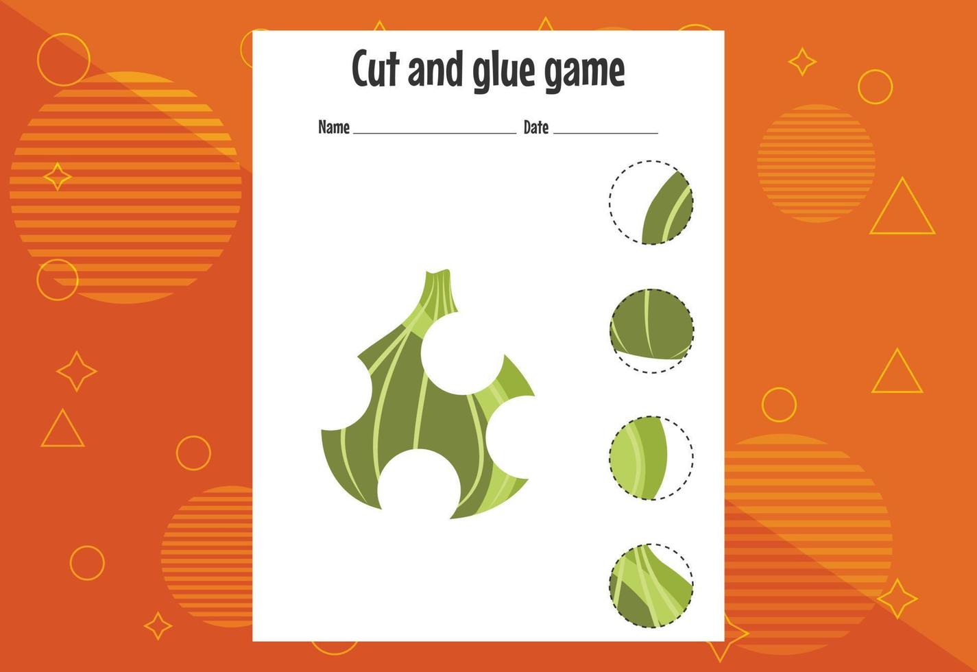 couper et coller le jeu pour les enfants avec des fruits. pratique de coupe pour les enfants d'âge préscolaire. éducation vecteur