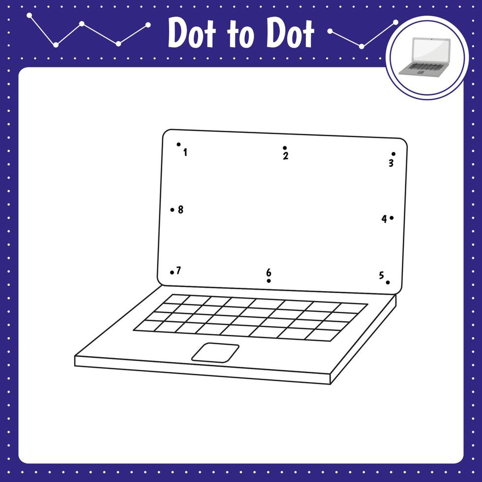 relier les points. portable. jeu éducatif point à point. livre de coloriage pour la feuille de travail d'activité des enfants d'âge préscolaire. illustration vectorielle. vecteur