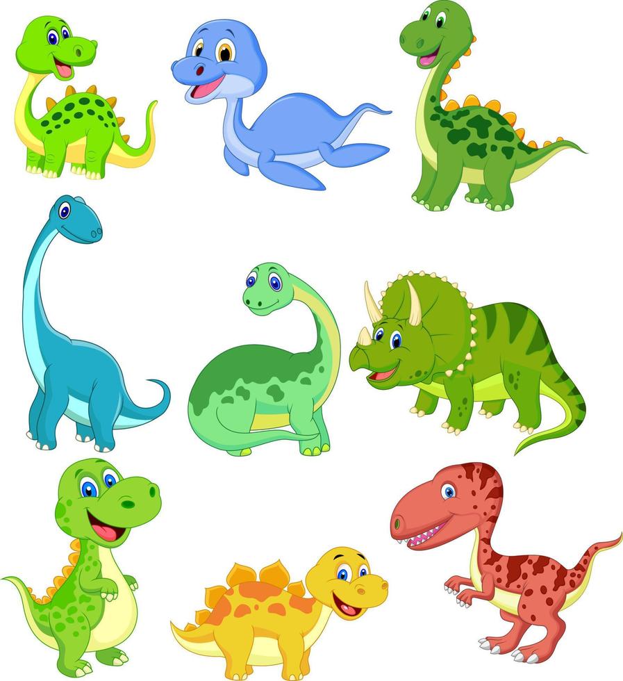 ensemble de collection de dinosaures de dessin animé vecteur