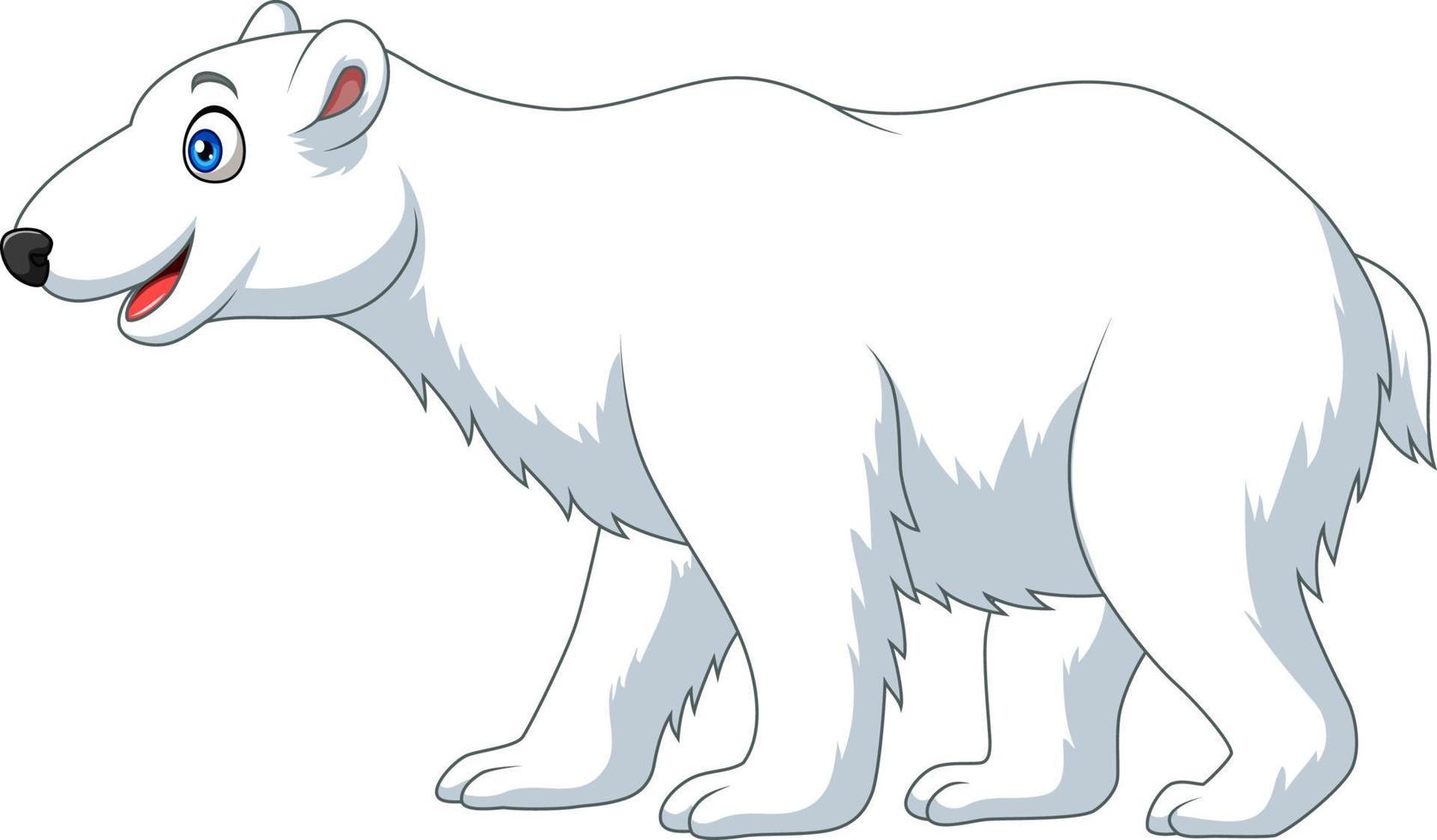 ours polaire de dessin animé isolé sur fond blanc vecteur
