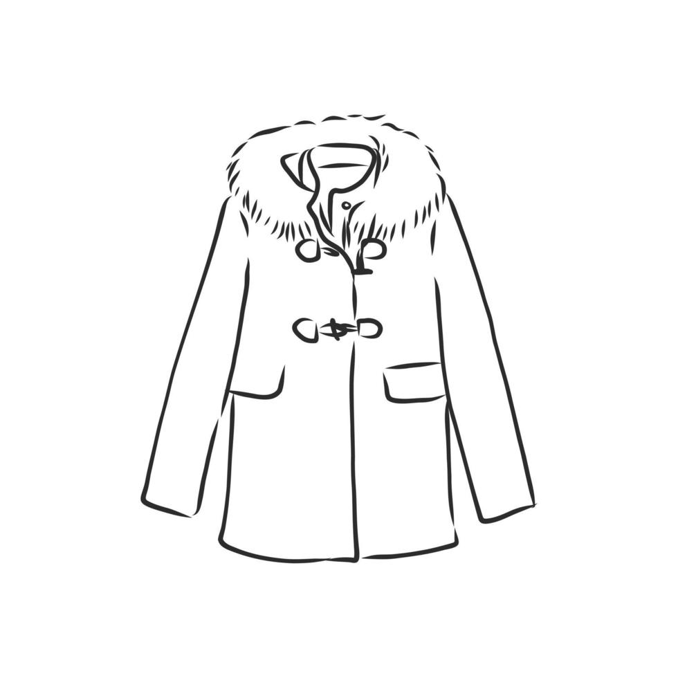 croquis de vecteur de veste manteau d'hiver