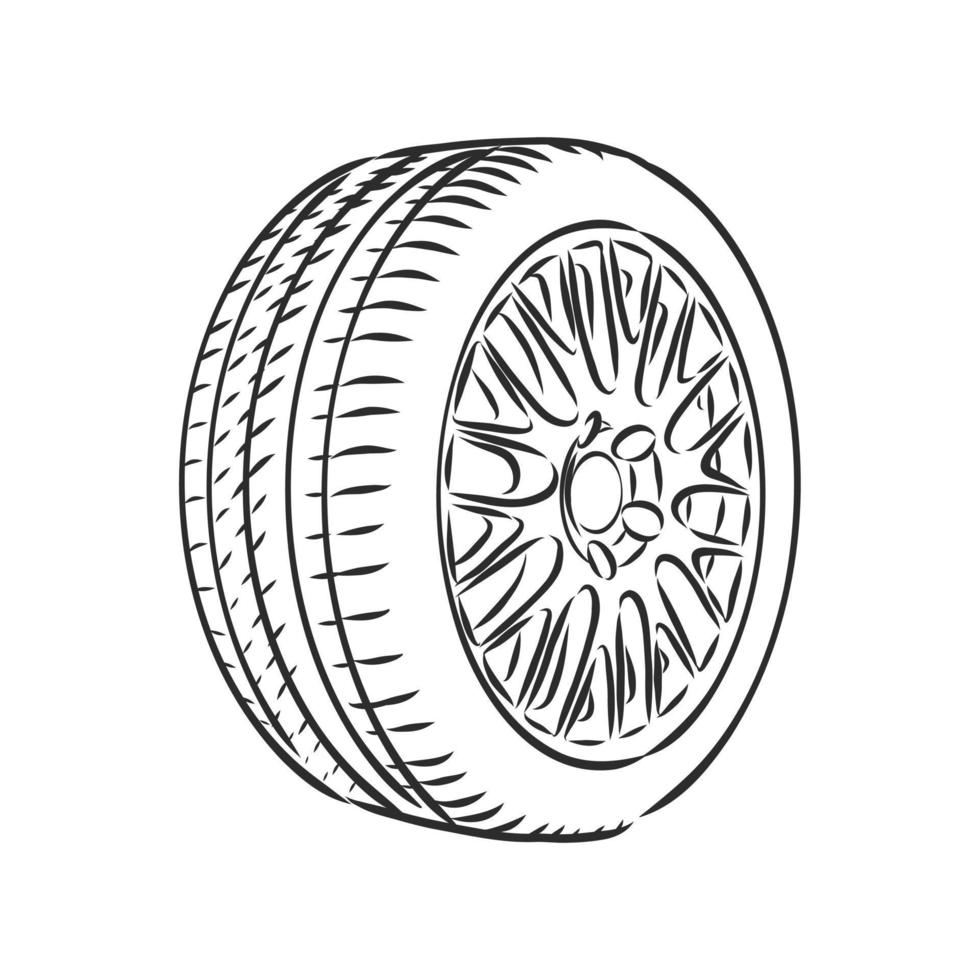 croquis de vecteur de roue de voiture