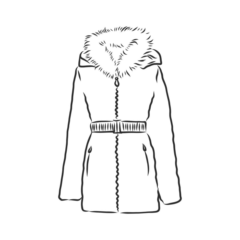 croquis de vecteur de veste manteau d'hiver