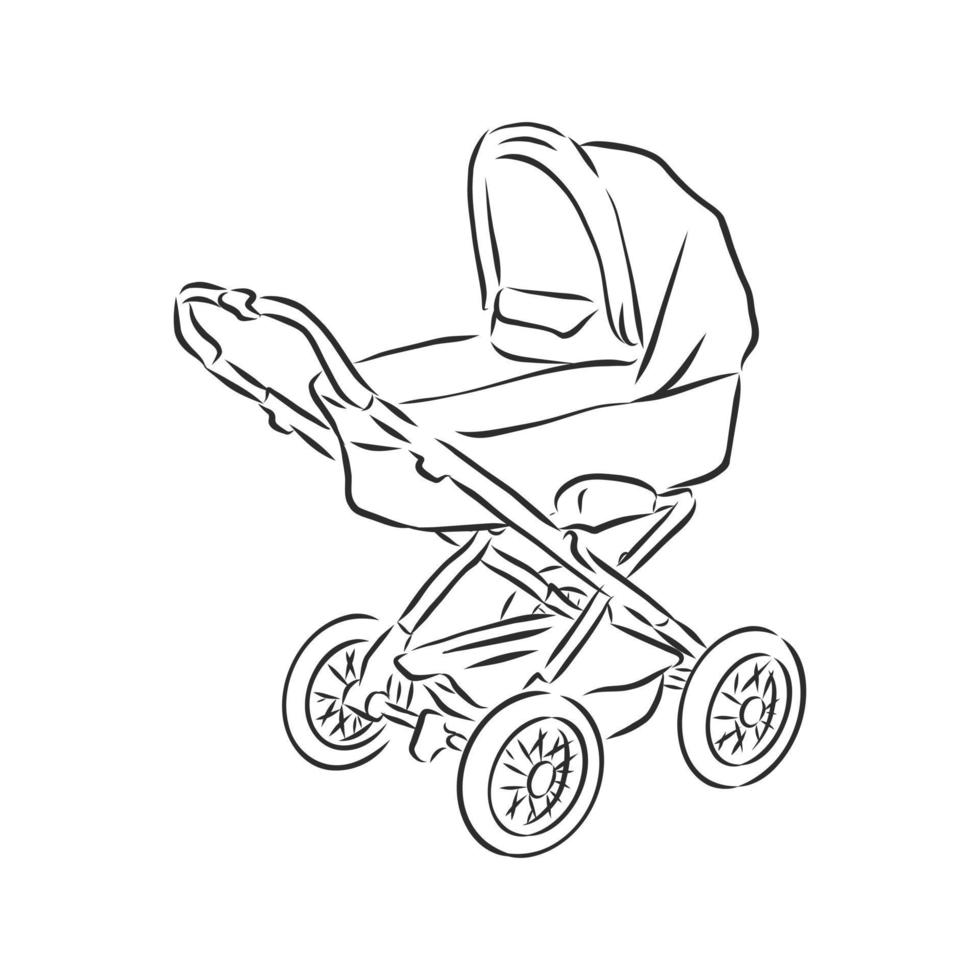 croquis de vecteur de poussette bébé