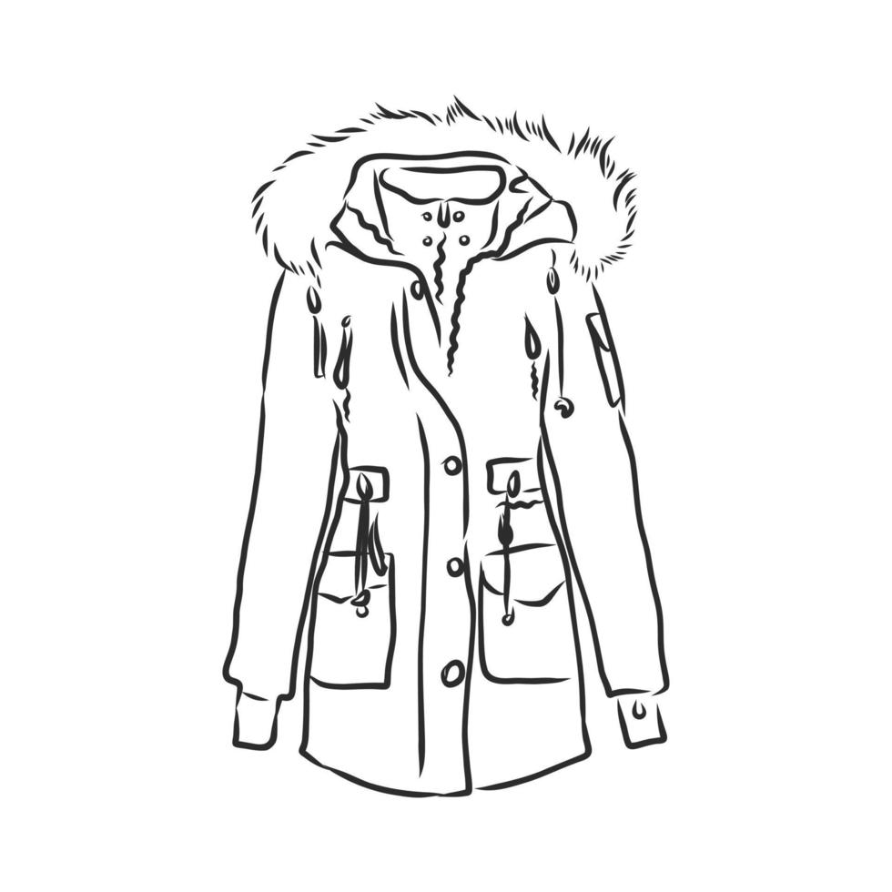 croquis de vecteur de veste manteau d'hiver