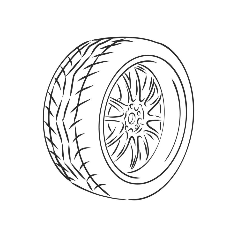 croquis de vecteur de roue de voiture