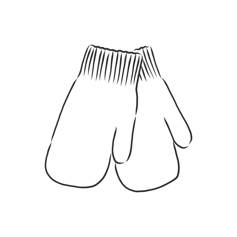 croquis de vecteur de gants mitaines