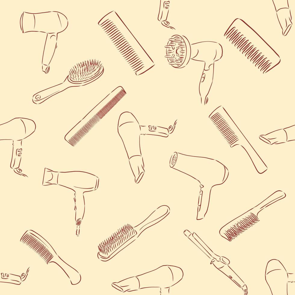 croquis de vecteur d'outils de coiffure