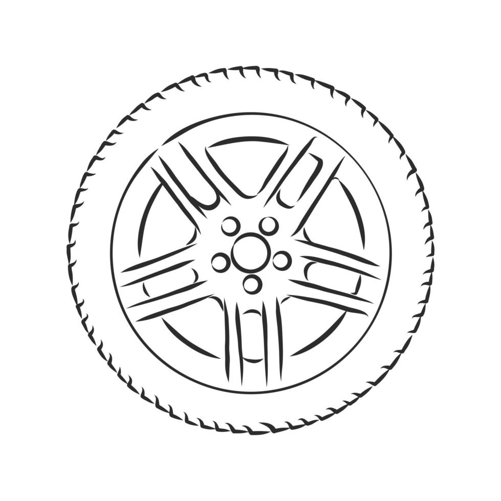 croquis de vecteur de roue de voiture