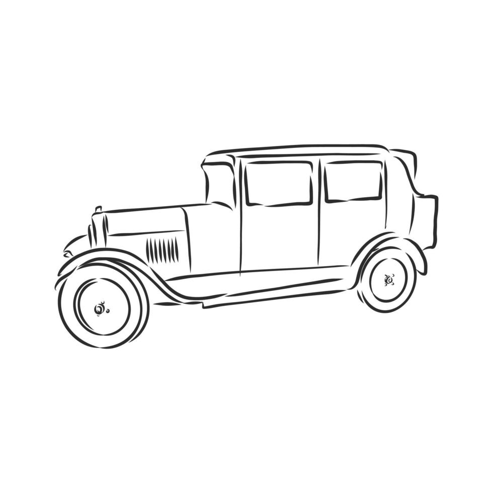 croquis de vecteur de voiture rétro