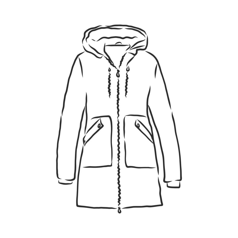 croquis de vecteur de veste manteau d'hiver