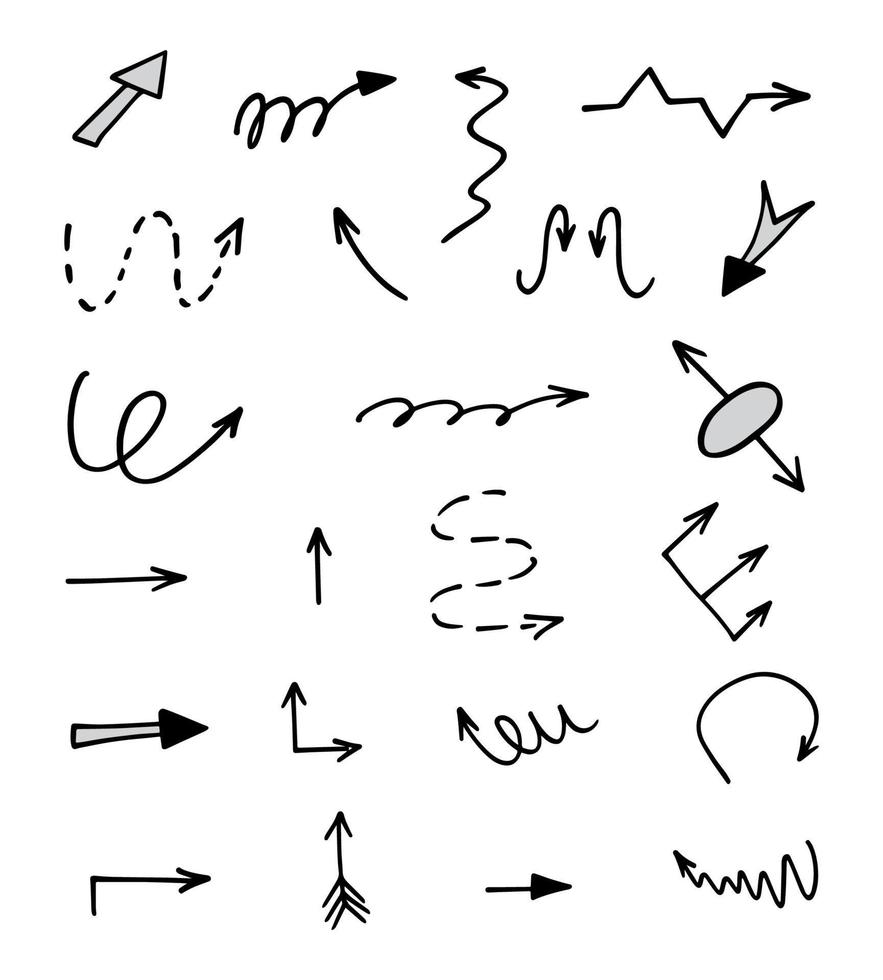 ensemble vectoriel de flèches dessinées à la main, éléments de présentation