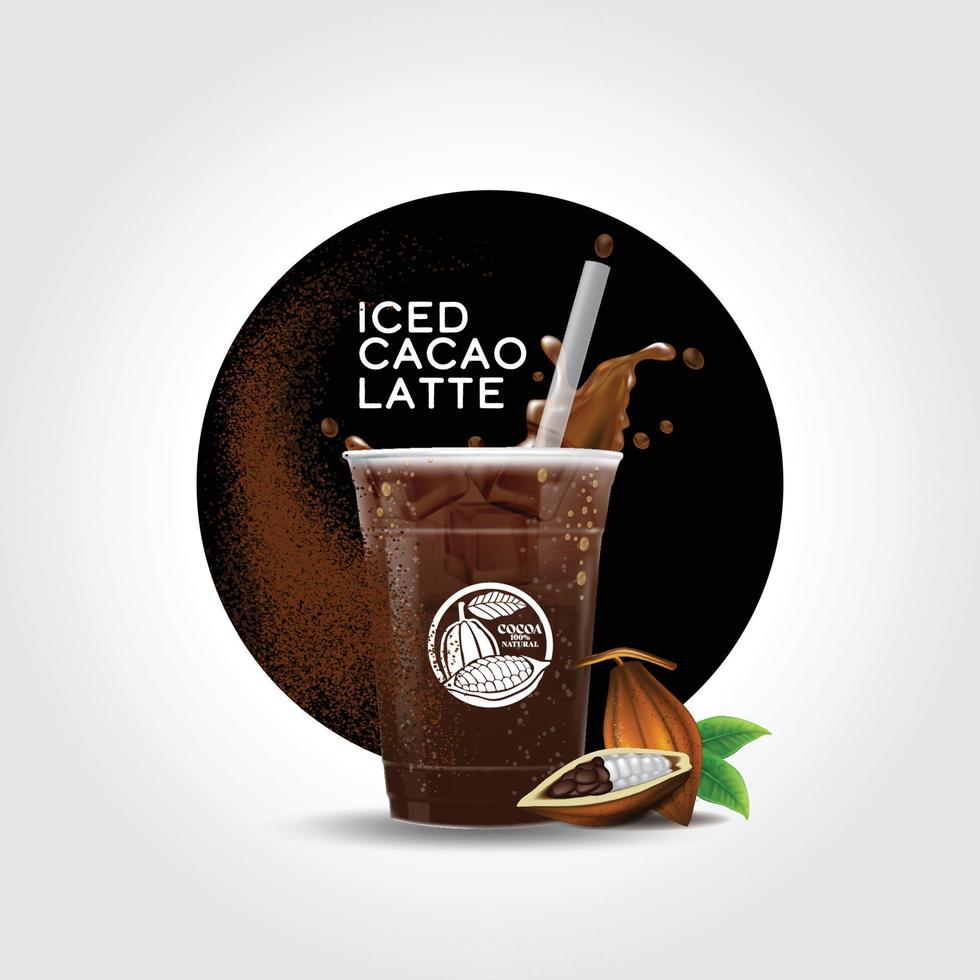 illustration vectorielle de tasse à emporter de cacao glacé, latte de cacao glacé vecteur