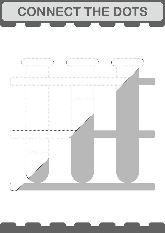 connecter le tube à essai points. feuille de travail pour les enfants vecteur