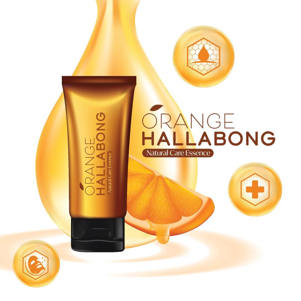 jeju island orange hallabong vitamine sérum humidité soins de la peau cosmétique. vecteur