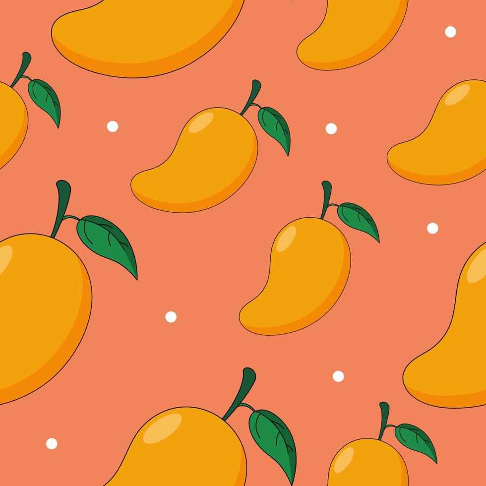 illustration vectorielle de mangue mûre modèle sans couture vecteur