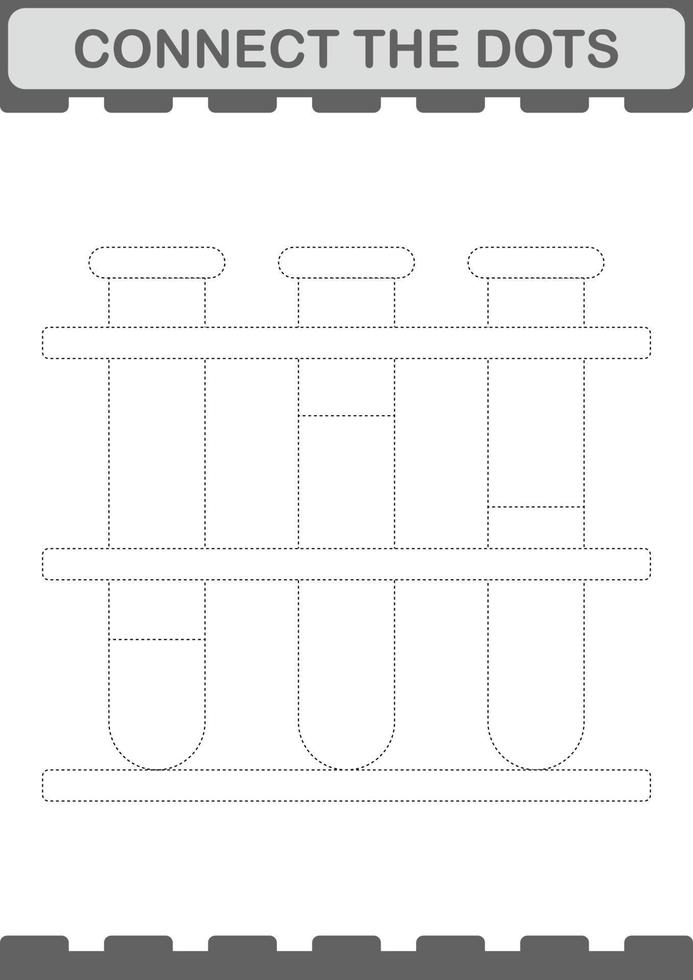 connecter le tube à essai points. feuille de travail pour les enfants vecteur