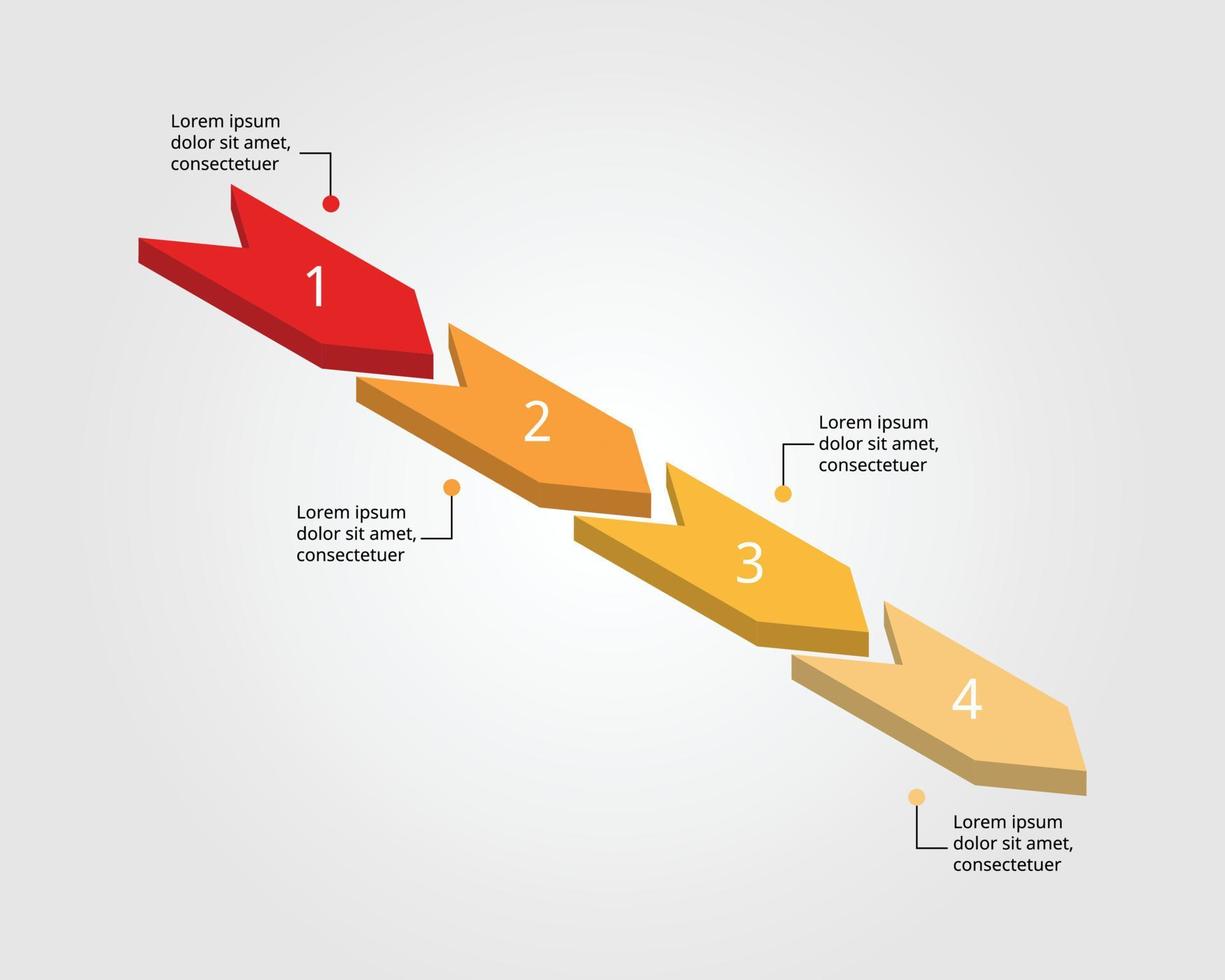 modèle de flèche de ligne pour infographie pour la présentation de 4 éléments vecteur