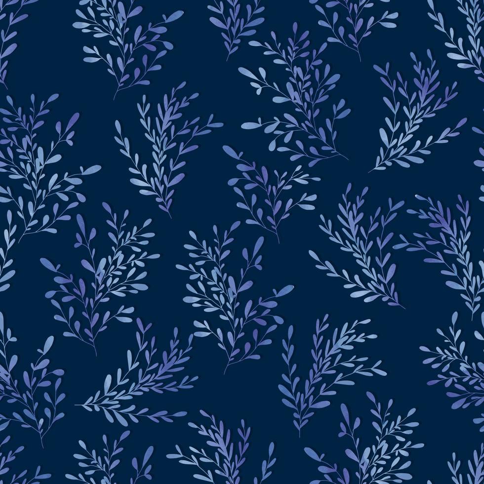 branches aquarelles avec motif vectoriel de petites feuilles sans couture