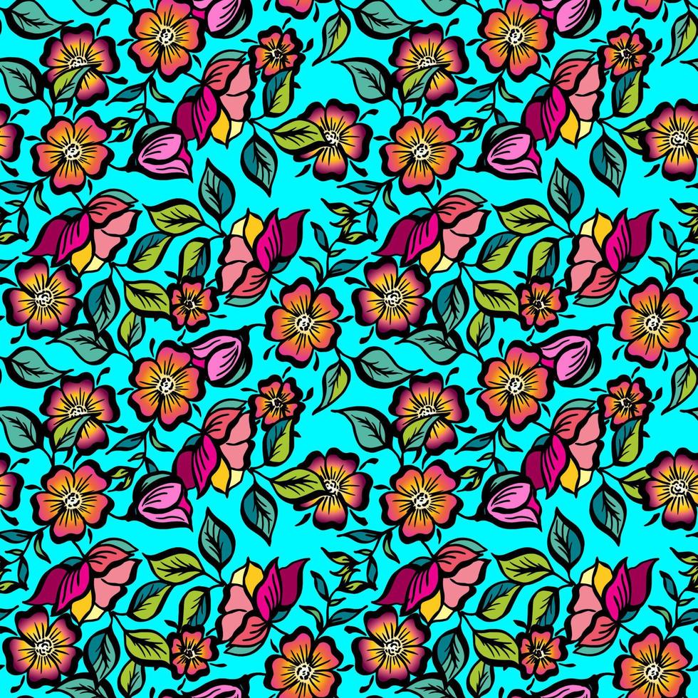 ensemble vectoriel de fleurs vintage peintes à la main. motif ornemental sans soudure