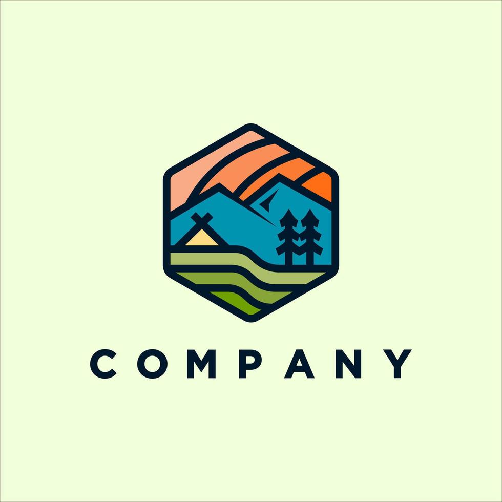 conception d'illustration de logo de camping moderne vecteur