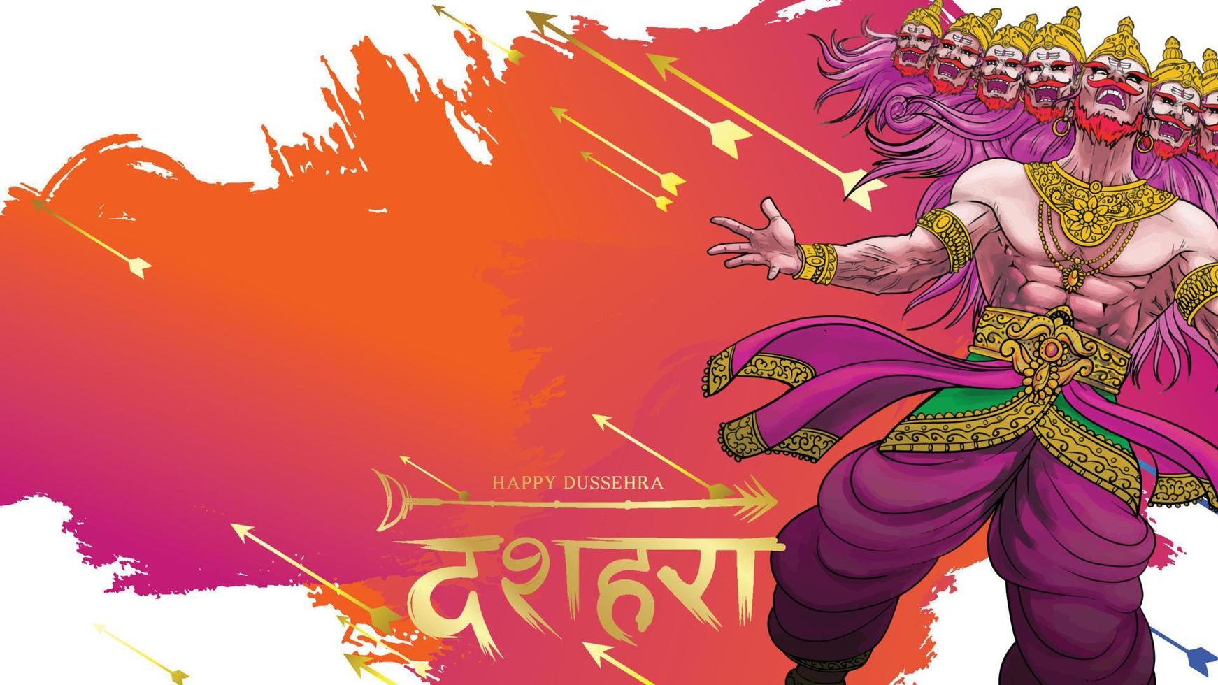 illustration vectorielle créative du seigneur rama tuant ravana dans le festival d'affiches happy dussehra navratri de l'inde. traduction dusséhra vecteur