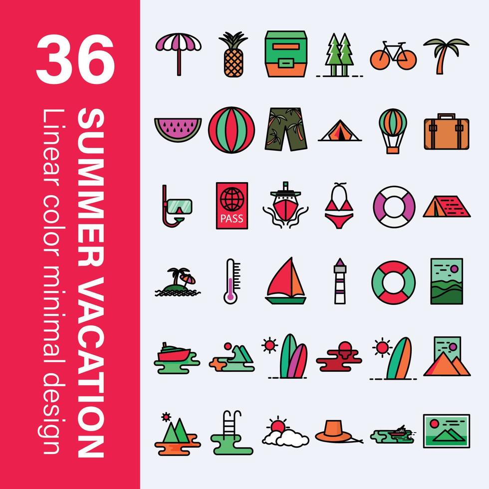 icône de vacances d'été dans un design de couleur linéaire minimal vecteur