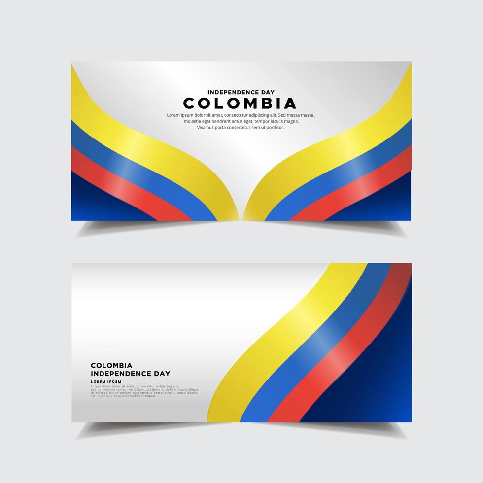 collection de bannière de conception de la fête de l'indépendance de la colombie. fête de l'indépendance de la colombie avec vecteur de drapeau ondulé.