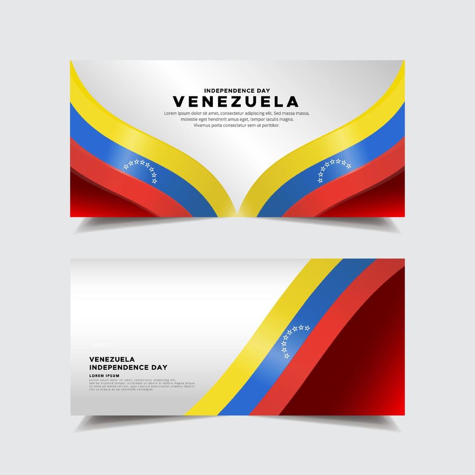 collection de bannière de conception de la fête de l'indépendance du venezuela. fête de l'indépendance du venezuela avec vecteur de drapeau ondulé.